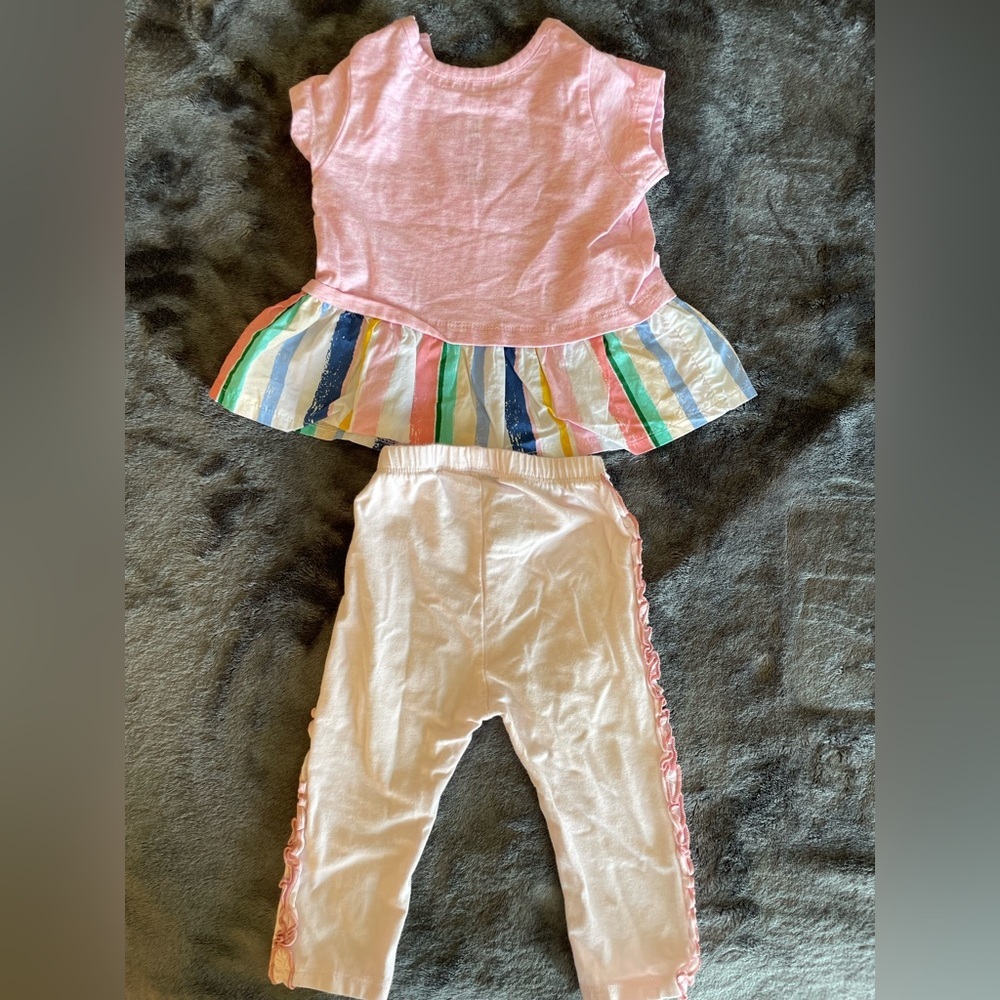 Bundle of first impressions pink pants and Pink and rainbow top size 6M